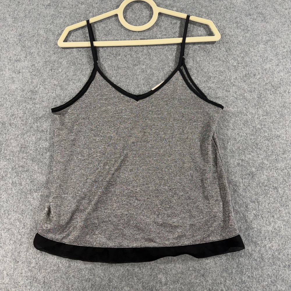 Self Esteem Women Metallic Silver Space Dye Camisole V-Neck Cami Top Medium